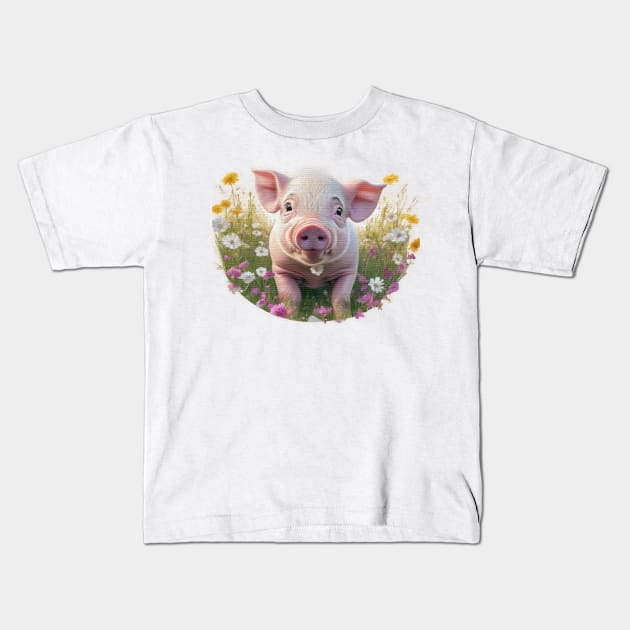 A Piglet in flower Kids T-Shirt by JnS Merch Store